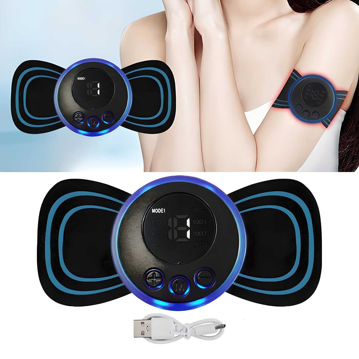 Rechargeable Mini Electric Massager – 8 Modes & 19 Strength Levels for Shoulder, Arms, Legs, and Back Pain Relief (Portable & Quiet, Unisex)