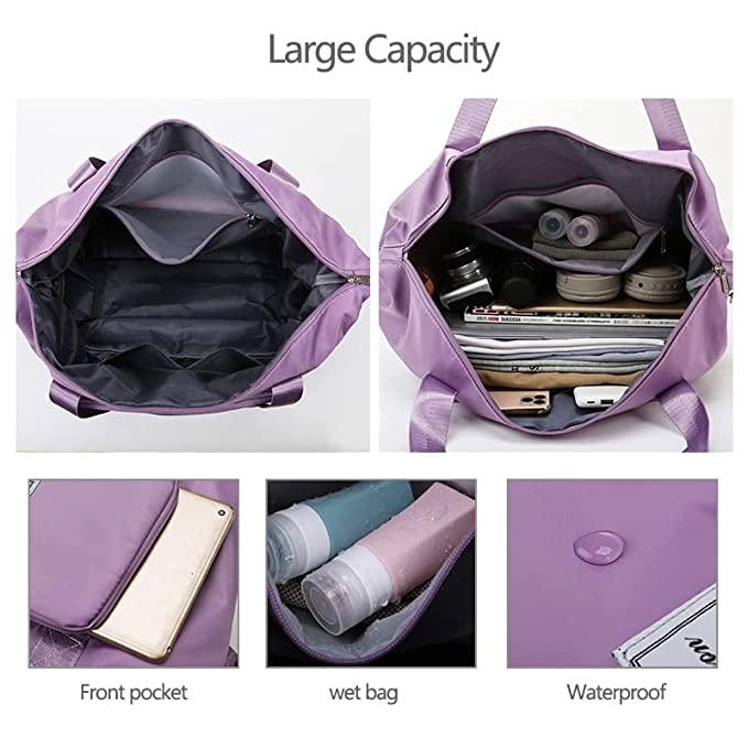 Nylon 22 Cms Foldable Travel Duffle Bag – Lightweight, Compact & Durable Lavender Travel Bag