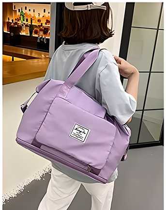 Nylon 22 Cms Foldable Travel Duffle Bag – Lightweight, Compact & Durable Lavender Travel Bag