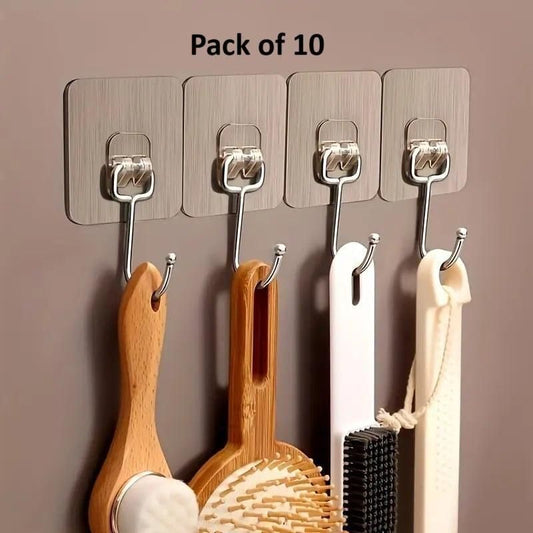 Golden Large Hooks for Hanging - Pack of 10, Rust Resistant Stainless Steel Wall Hooks