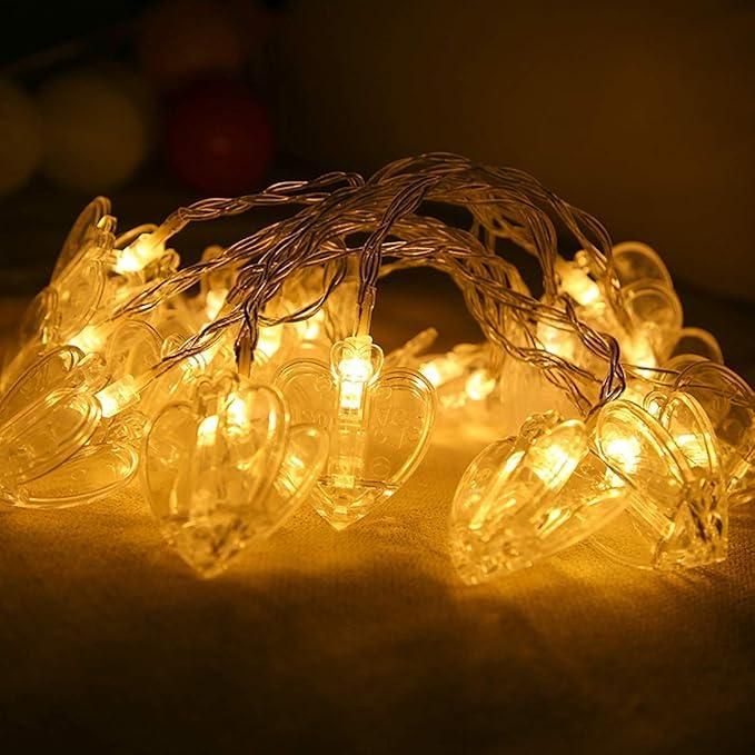 Heart Shaped LED String Lights for Decoration - Warm White Fairy Lights for Home, Bedroom, Parties & Gifts