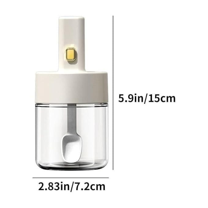 Luxury Glass Seasoning Container with Integrated Spoon Lid – Airtight Leakproof Spice Jar for Kitchen Storage