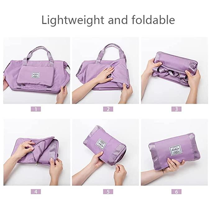 Nylon 22 Cms Foldable Travel Duffle Bag – Lightweight, Compact & Durable Lavender Travel Bag