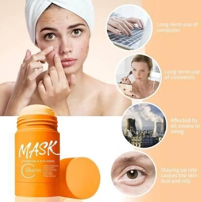 Purifying Orange Vitamin C Clay Face Mask Stick – Blackhead Removal, Anti-Aging & Radiant Skin Care