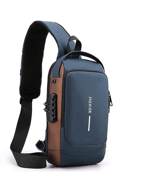 Unisex Sling Bag with USB Charging Port – Leather Crossbody Backpack for Travel, Work & Casual Use