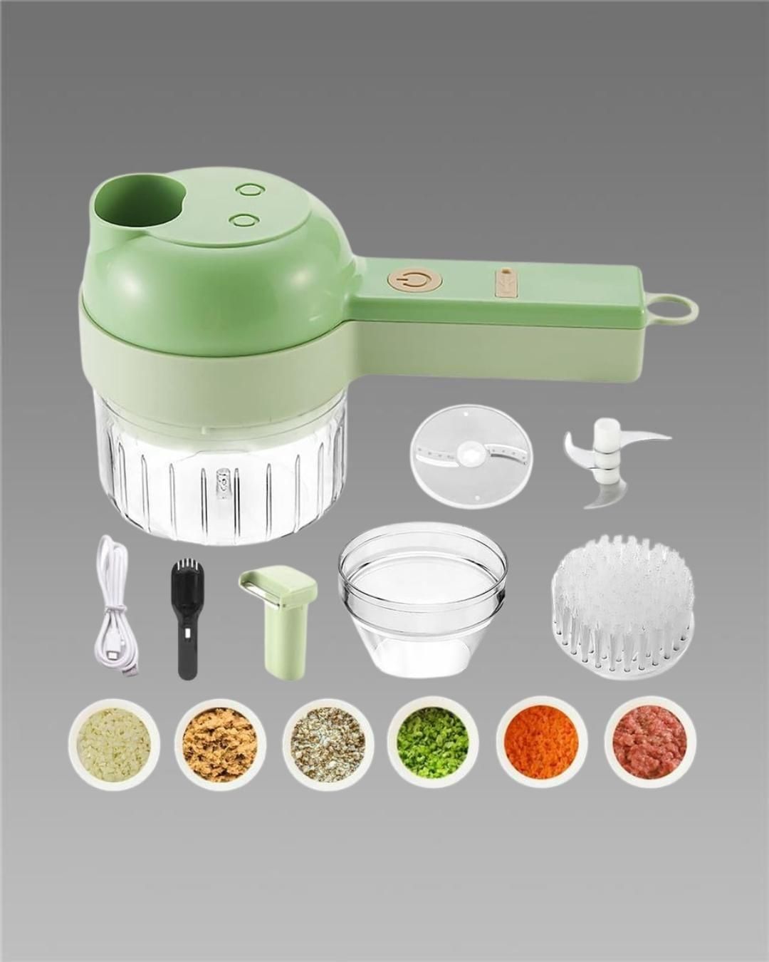 4 in 1 Portable Electric Vegetable Cutter Set - Wireless Food Processor with Brush