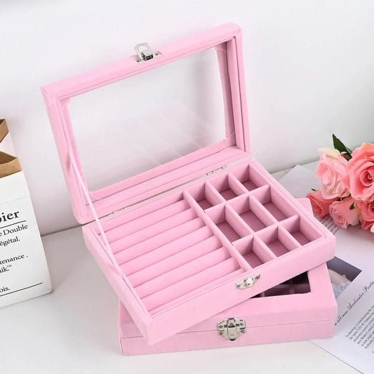 9 Grid Jewellery Organizer – Dust-Proof Storage Box for Rings, Earrings & Accessories