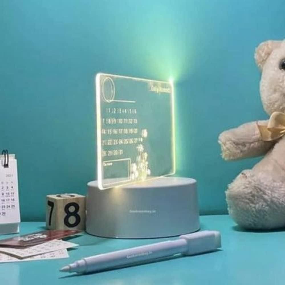 3D Acrylic LED Calendar Board with Pen – Writable Desk Planner & Customizable Night Light