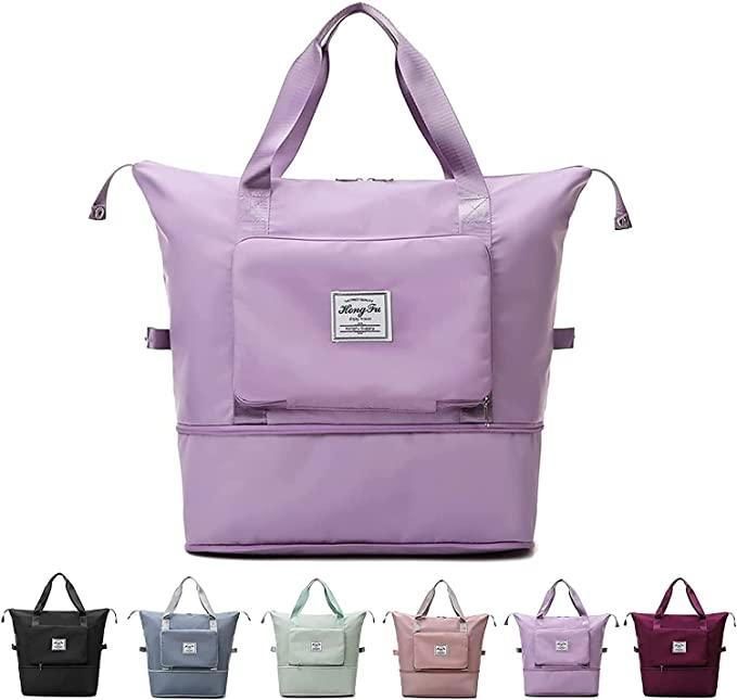 Nylon 22 Cms Foldable Travel Duffle Bag – Lightweight, Compact & Durable Lavender Travel Bag