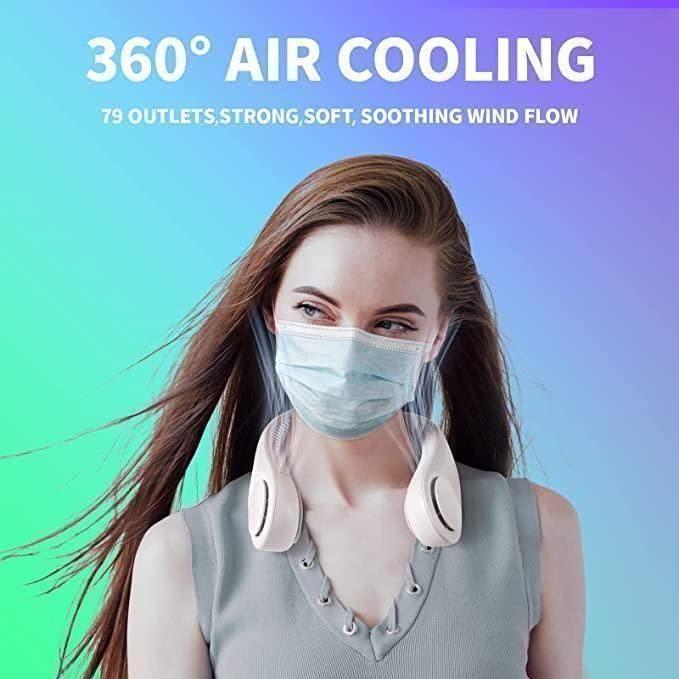 Portable Bladeless Hanging Rechargeable Neck Fan – Hands-Free Personal Cooling Device